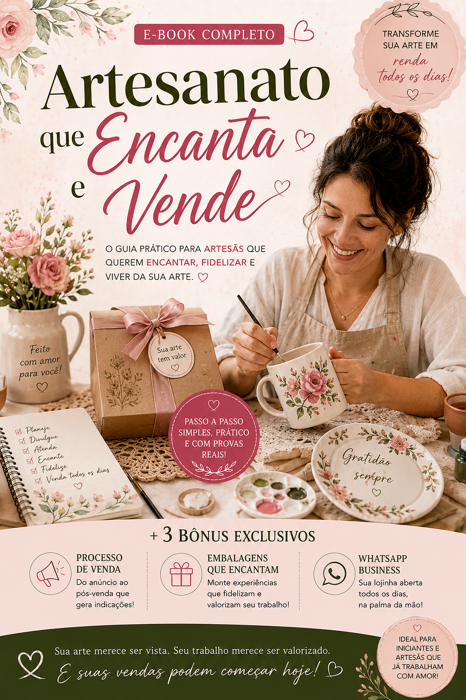 Capa do e-book Artesanato que Encanta e Vende